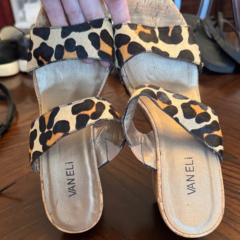 Van Eli Animal Print Sandals - Black and Tan